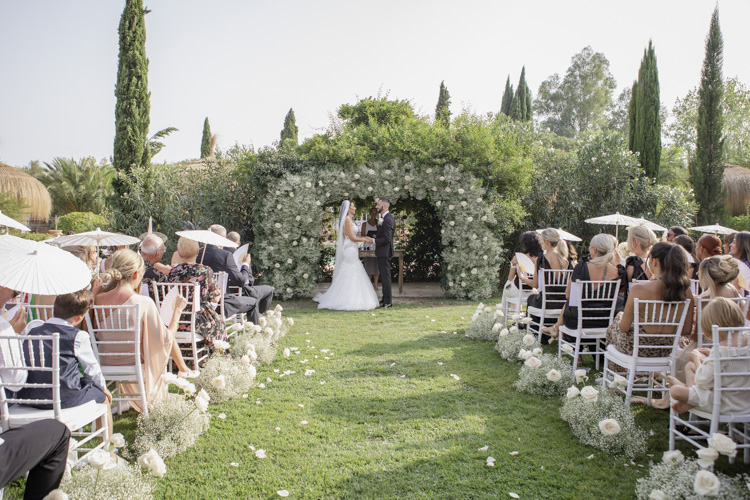 elegant wedding ceremony Finca Monasterio