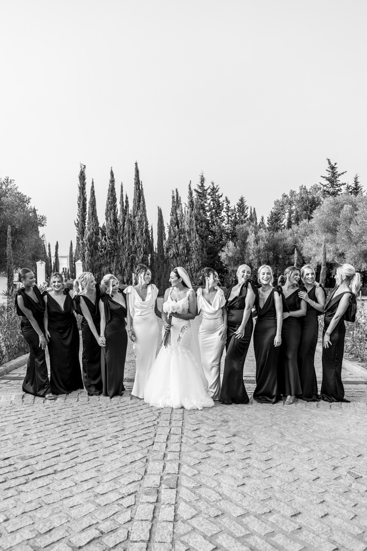 bride with bridesmaids Finca Monasterio