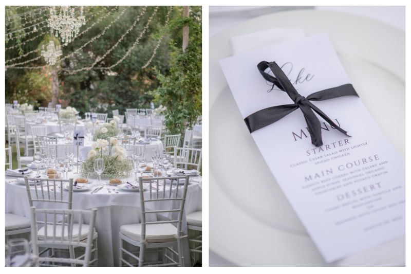 black and white wedding Finca Monasterio